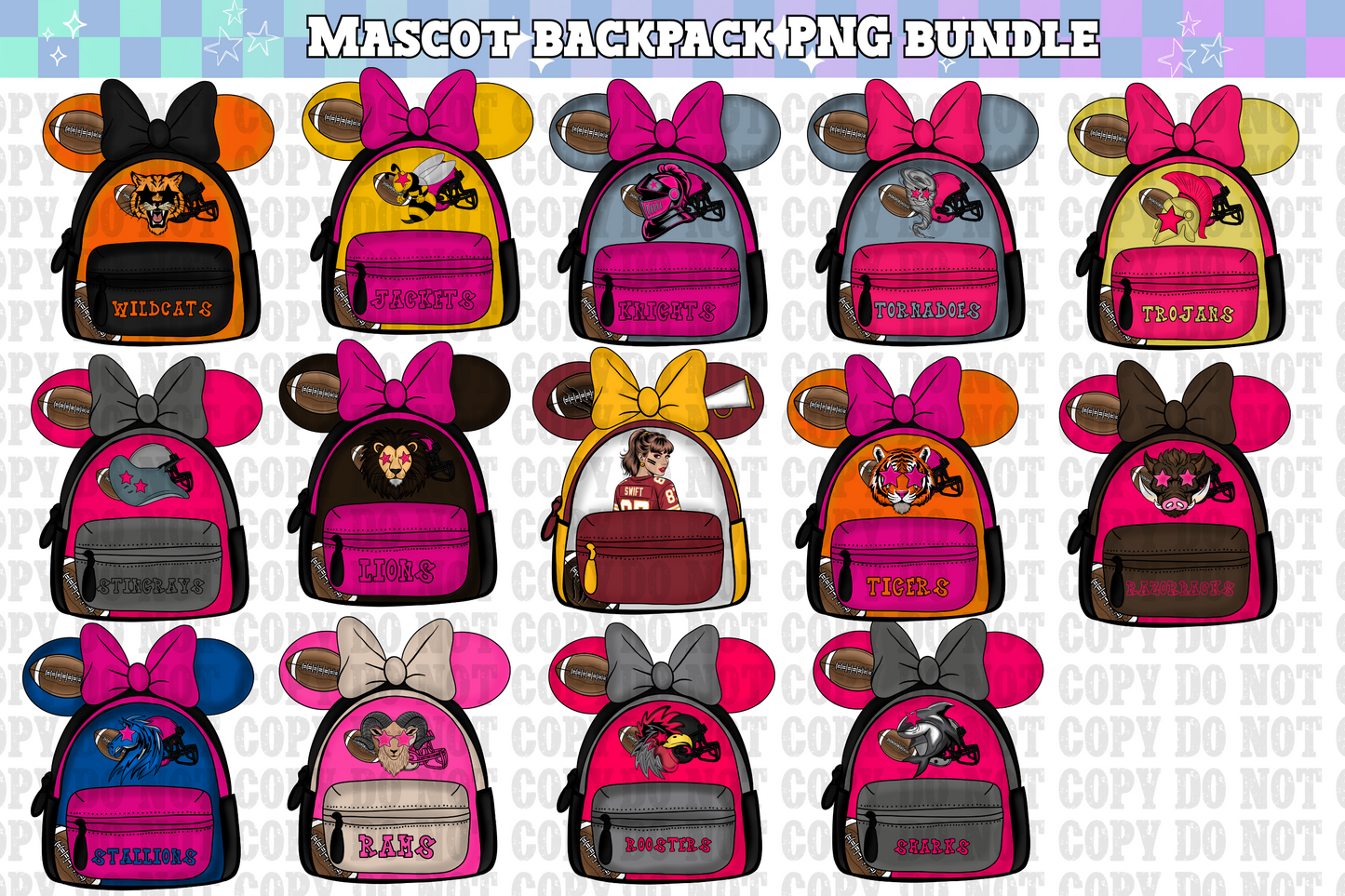 Mascot Backpack Clipart Bundle