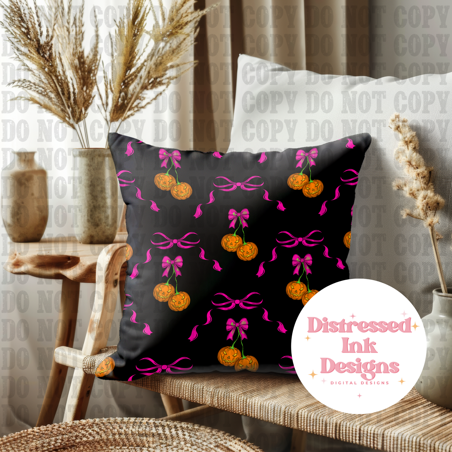Pumpkin Cherries seamless pattern