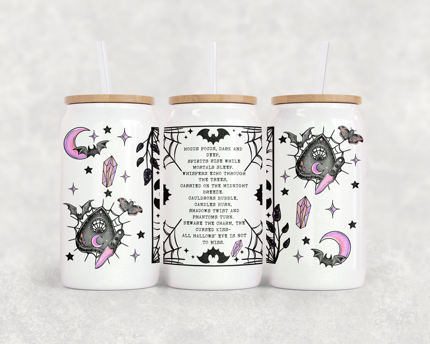 16oz Glass Can Tumbler hocus pocus