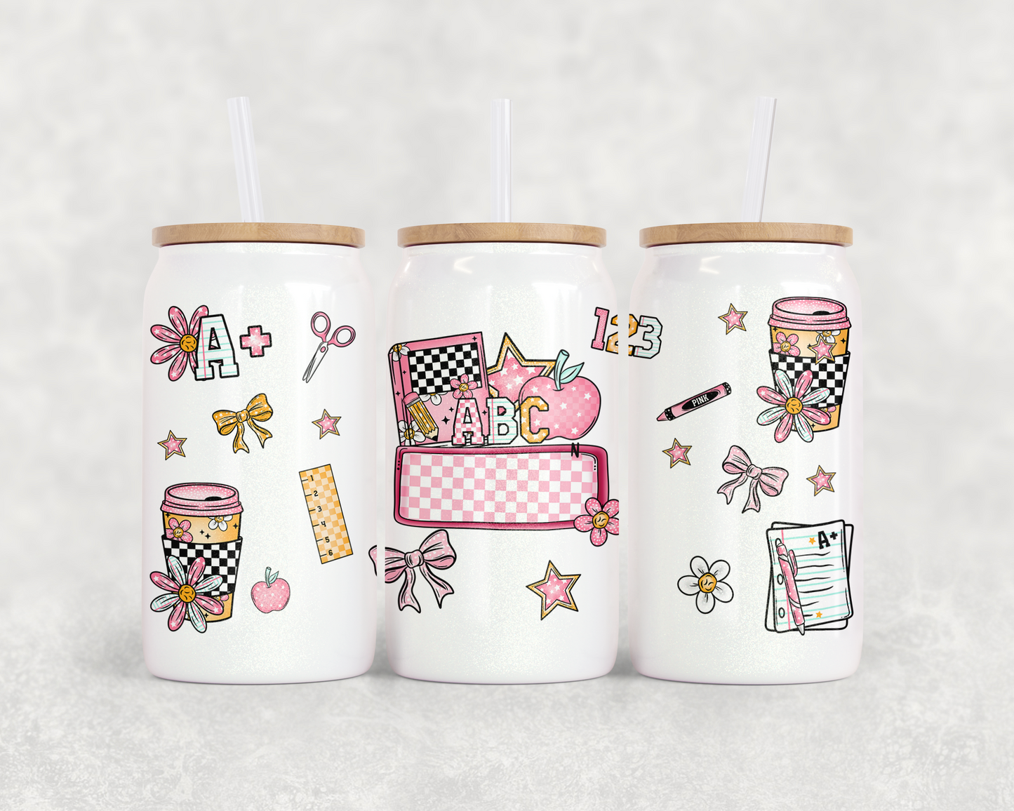 16oz Glass Can Tumbler Teacher