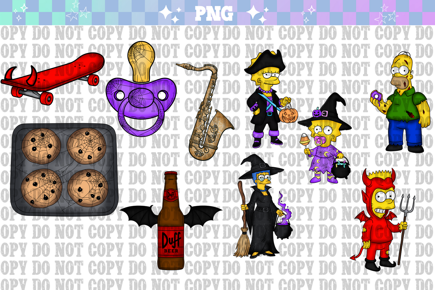 Simpsons Halloween Clipart Bundle - outlines included