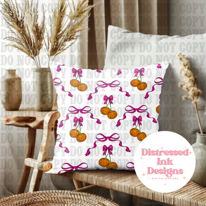 Pumpkin Cherries seamless pattern