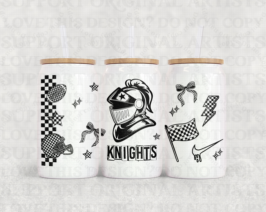 16oz Glass Can Tumbler PNG Mascot Knights