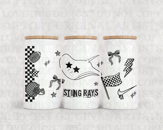 16oz Glass Can Tumbler PNG Mascot Stingrays