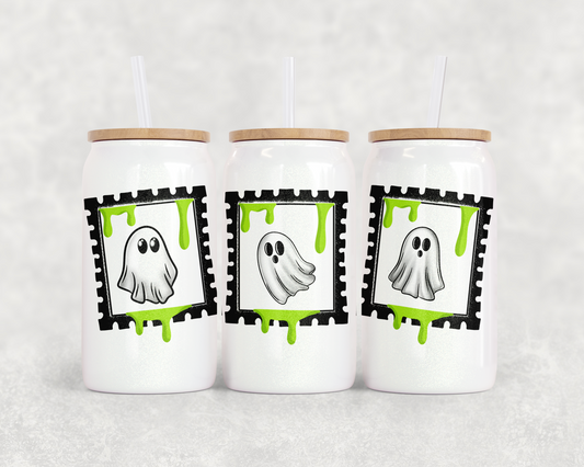 16oz Glass Can Tumbler PNG Photo frame Ghosts
