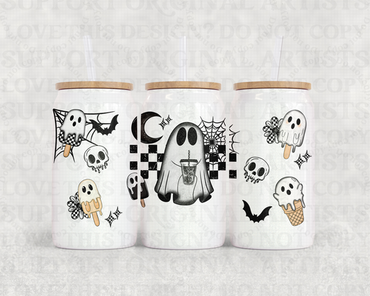 16oz Glass Can Tumbler PNG Ghost 1