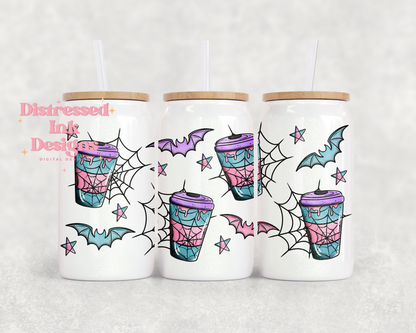 16oz Glass Can Tumbler Spooky coffee