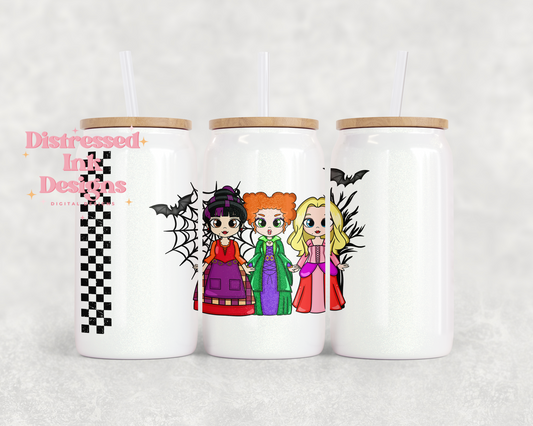 16oz Glass Can Tumbler PNG Hocus Pocus