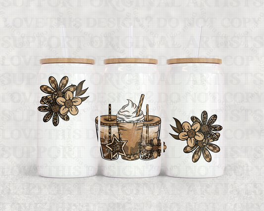 16oz Glass Can Tumbler PNG Fall Coffee