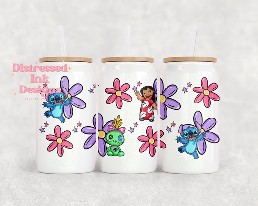 16oz Glass Can Tumbler PNG Lilo