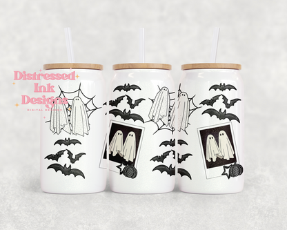 16oz Glass Can Tumbler No feet ghosties