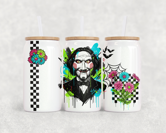 16oz Glass Can Tumbler PNG Retro jigsaw
