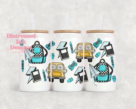 16oz Glass Can Tumbler PNG Back 2 school