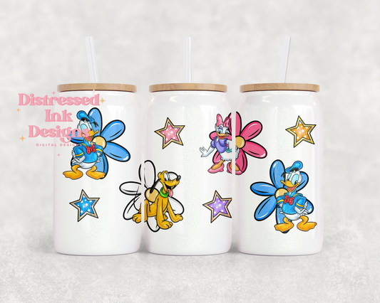 16oz Glass Can Tumbler PNG Ducks