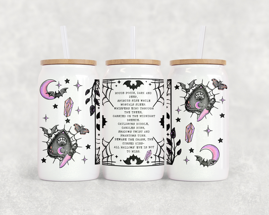 16oz Glass Can Tumbler hocus pocus