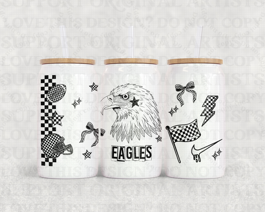 16oz Glass Can Tumbler PNG Mascot Eagles