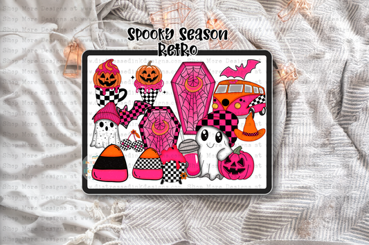 Halloween Pink Retro Clipart bundle