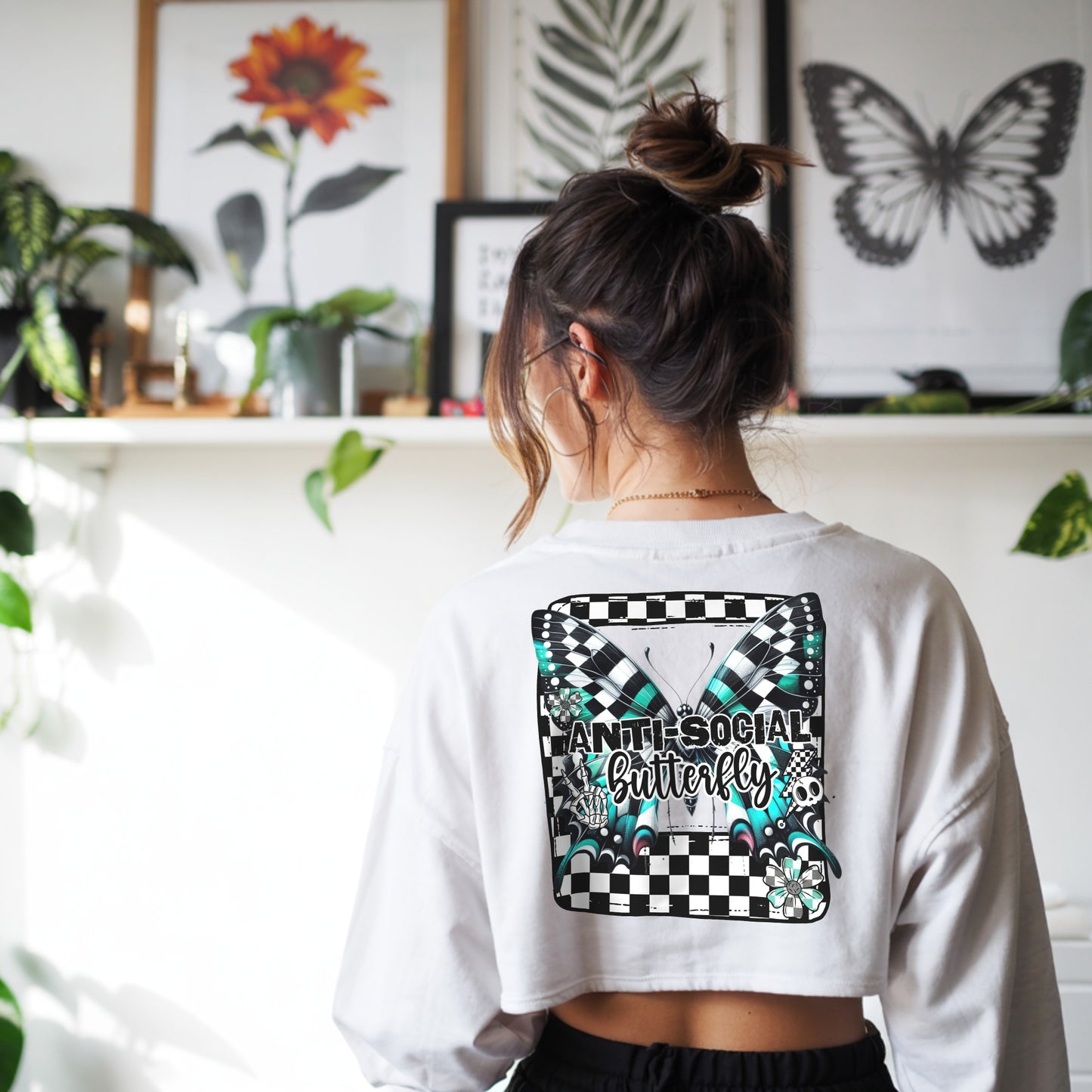 Anti-Social Butterfly Retro T-shirt PNG