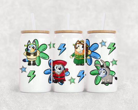 16oz Glass Can Tumbler PNG Shrek