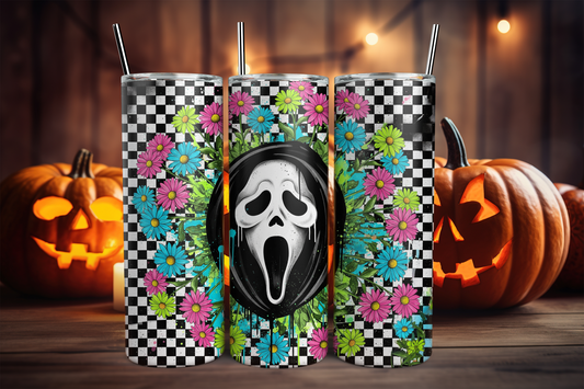 20oz Halloween Ghost face floral